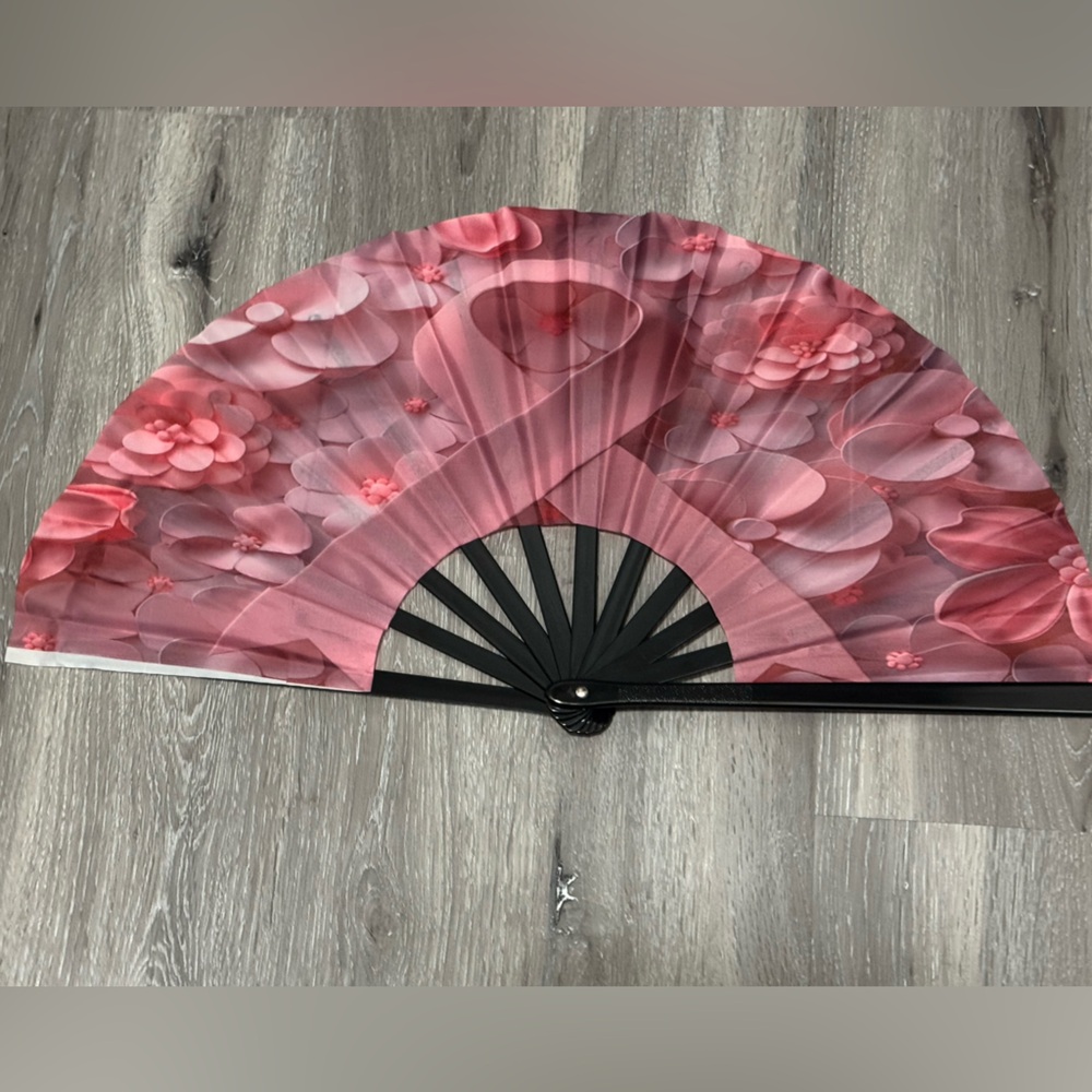Pink Floral Hand Fan